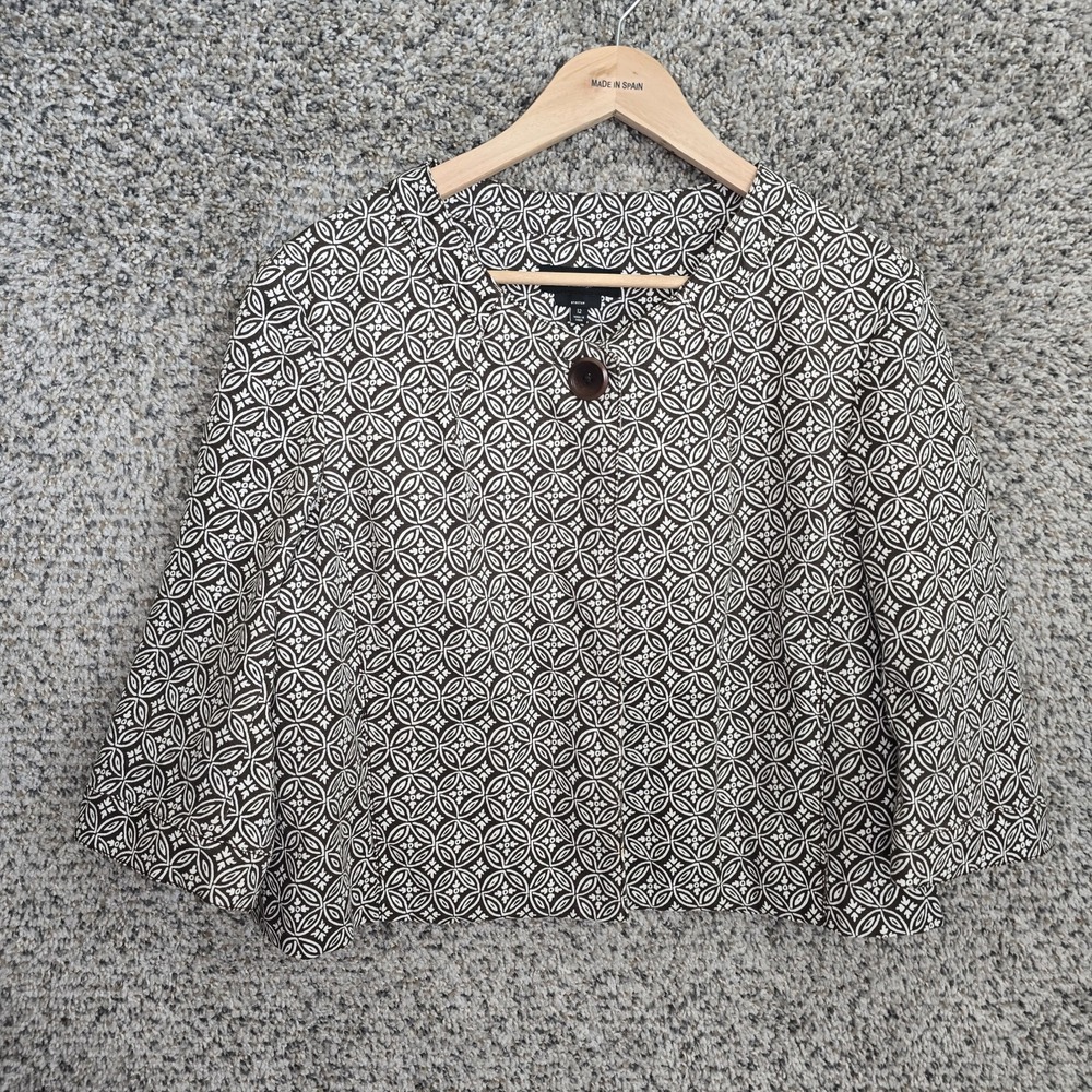 Talbots Blazer Womens 12 Brown Single Button Stretch Cropped Career Casual
